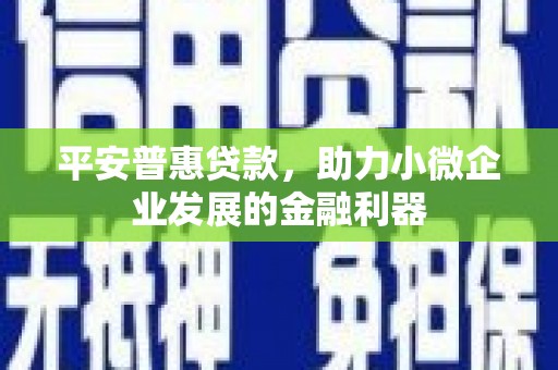 三明平安普惠贷款，助力小微企业发展的金融利器
