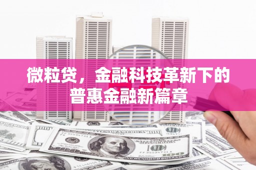 三明微粒贷，金融科技革新下的普惠金融新篇章